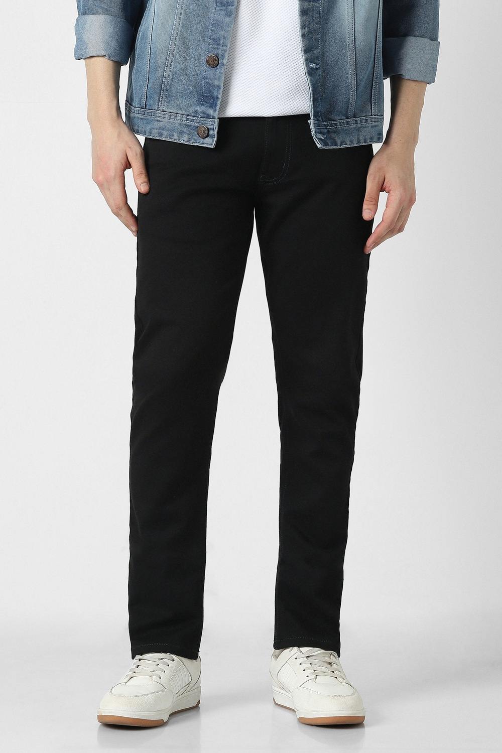 Men Black Dark Wash Jeans