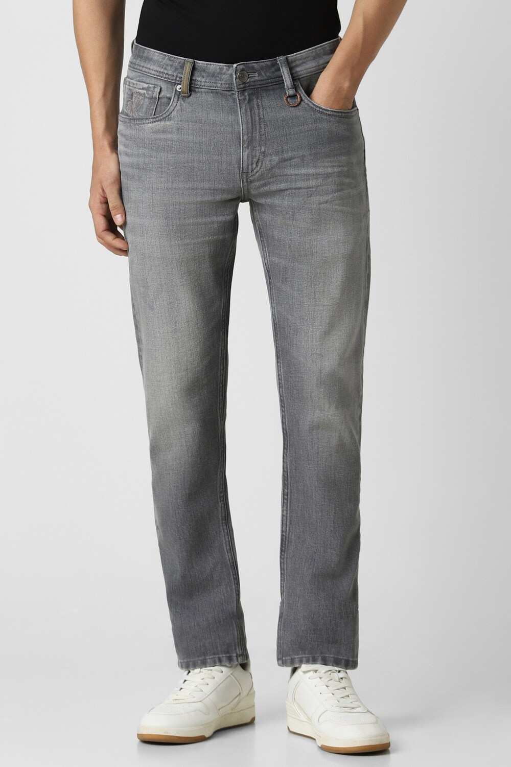 Men Grey Light Wash Jeans