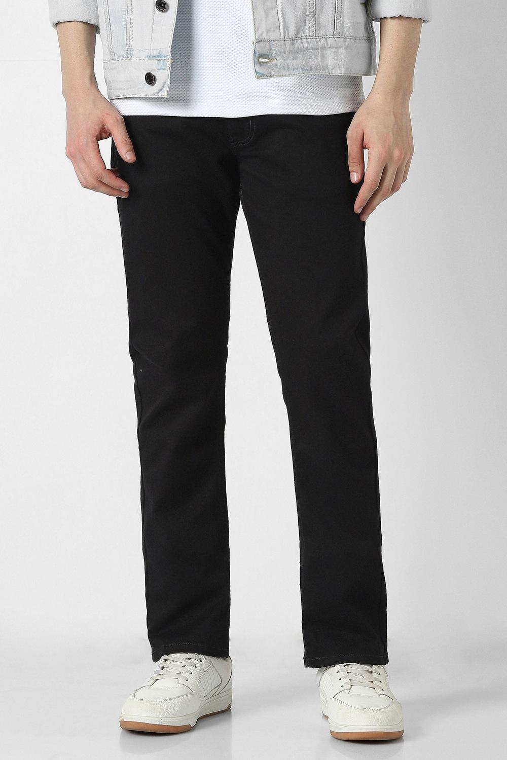 Men Black Dark Wash Jeans