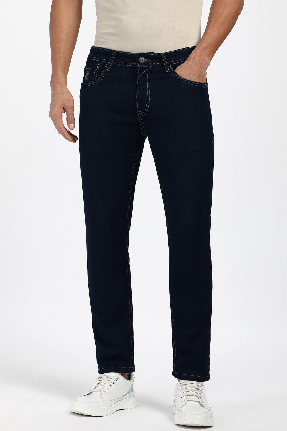 Men Navy Dark Wash Jeans