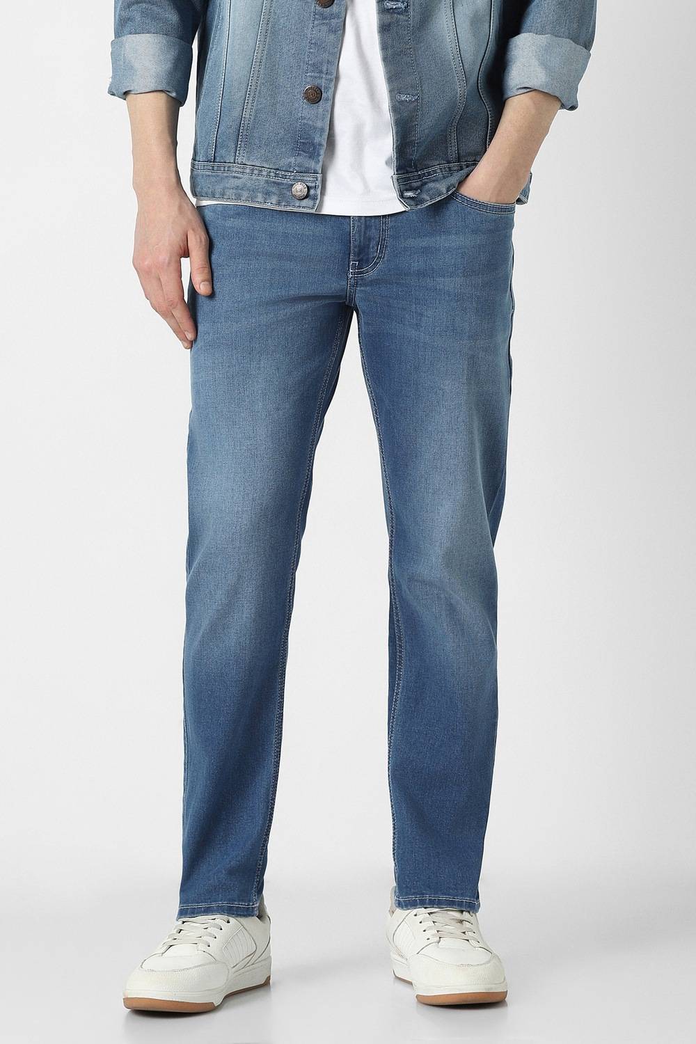 Men Blue Mid Wash Jeans