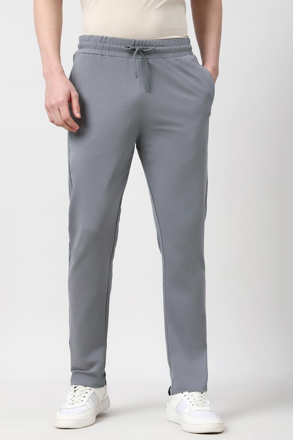 Men GreySolid Casual Track Pants