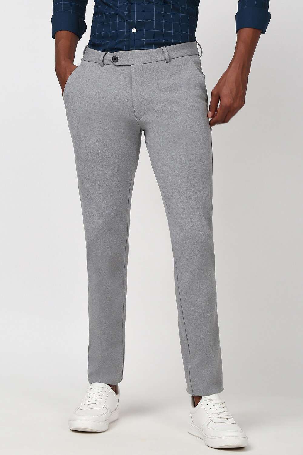 Men Grey Textured Trousers