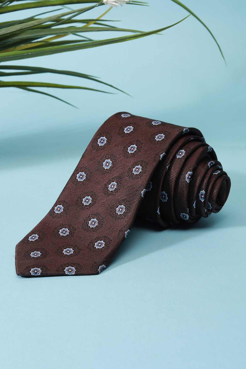 Men Brown Embroidered Tie