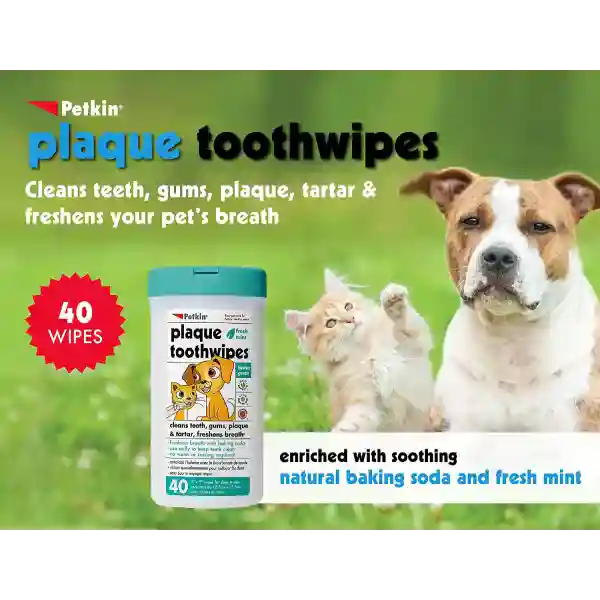 Petkin Plaque Fresh Mint Dog &amp; Cat Toothwipes (40 Wipes)