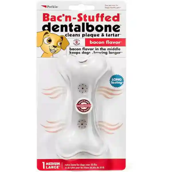 Petkin Bac'n-Stuffed Dentalbone Dog Treat Toy - Large