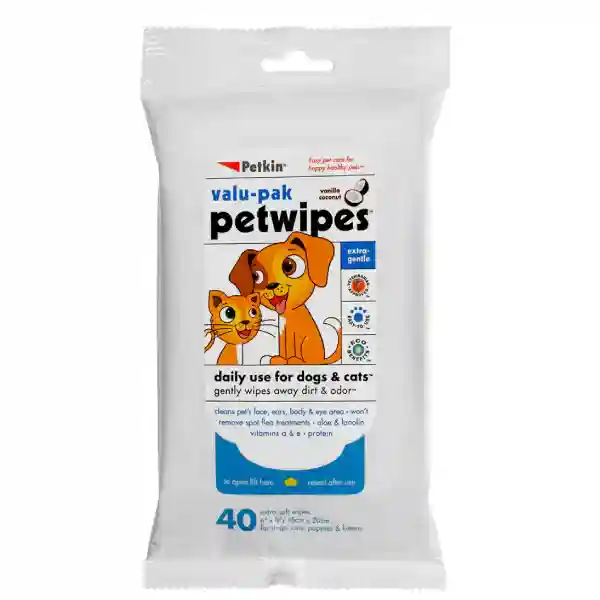 Petkin Valu-Pak Petwipes (40 Wipes)