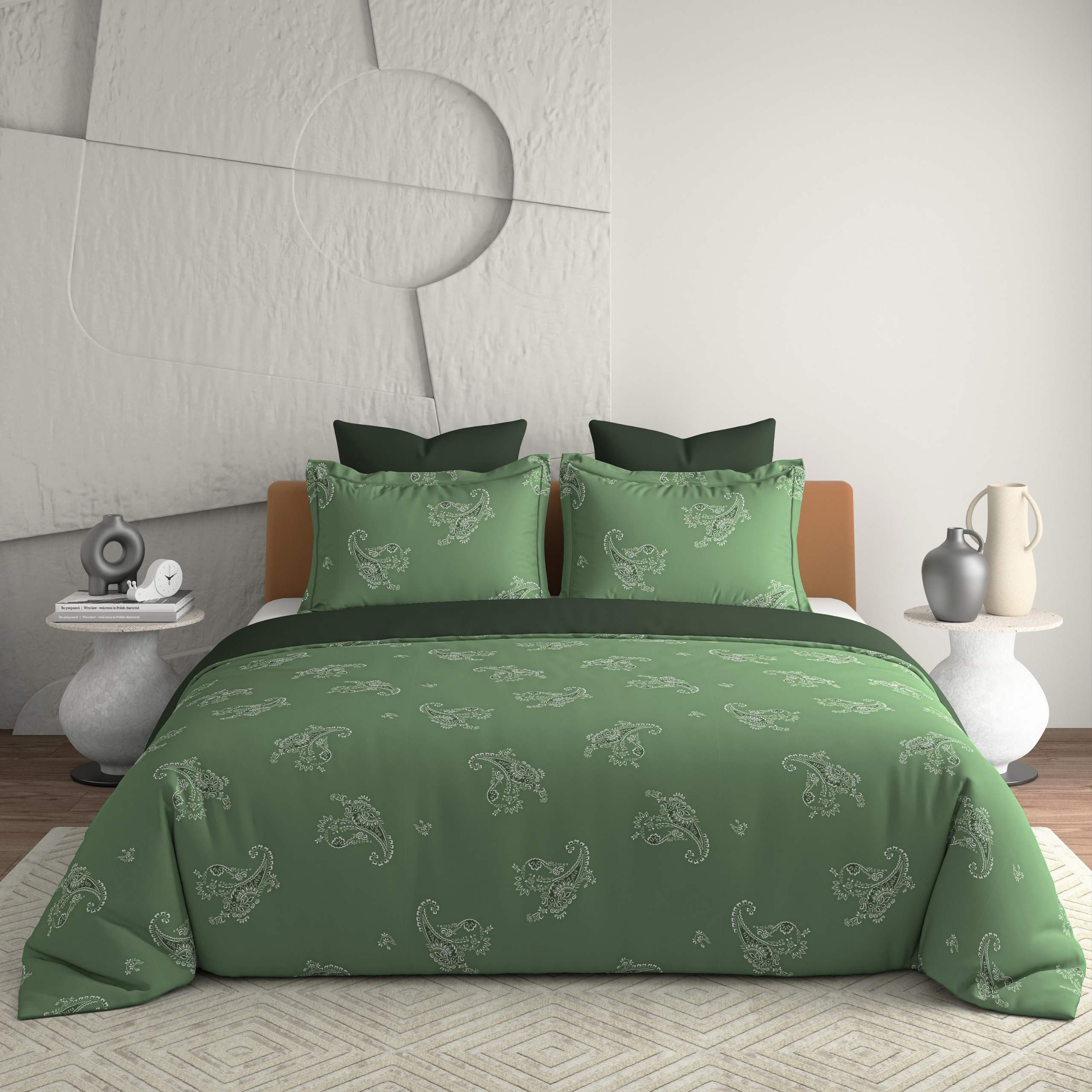 Bellagio Jovial Hunter Green Cotton 3pc King Size BedSheet Set