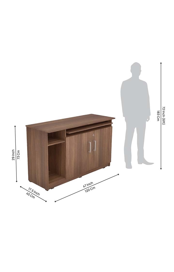 neudot Madison Executive Desk In Leon Teak Finish With File Cabinet And Pedestal