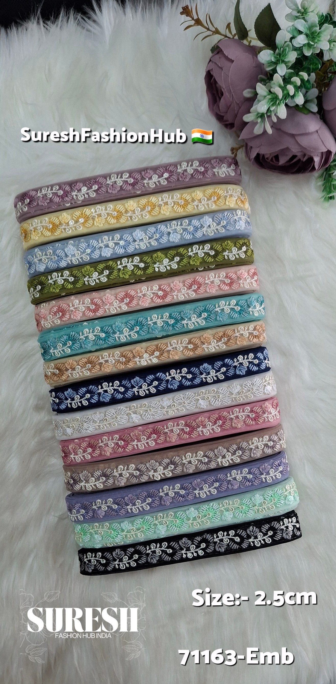 Floral Thread Embroidery Lace – Gajri | 71163-Emb