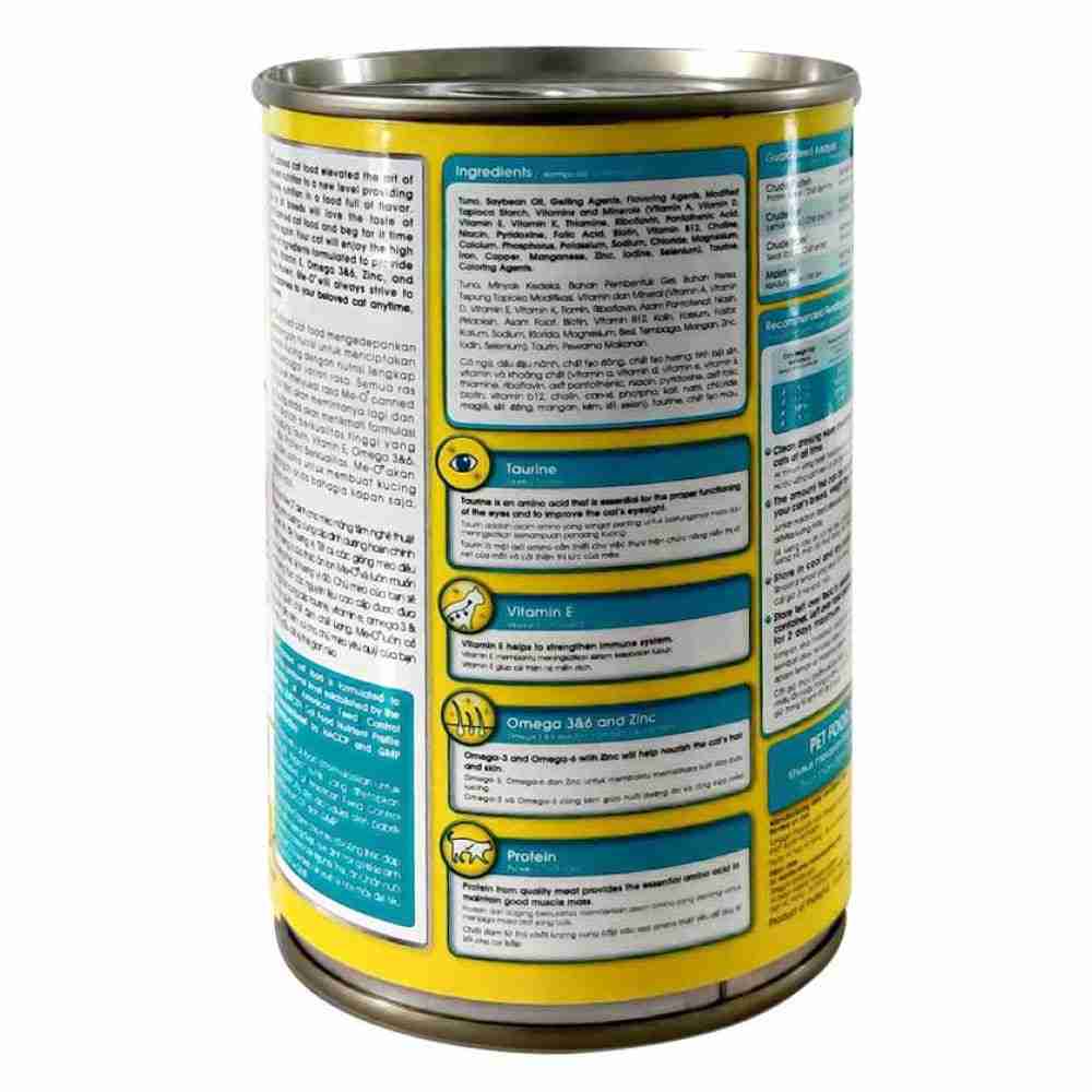 Me-O Canned Cat Food Adult Tuna With Chunky Sardine Jelly, 400g