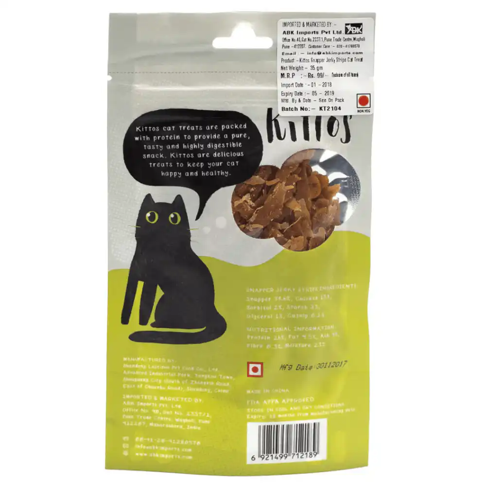 Kittos Cat Snapper Jerky Strips Cat Treat - 35g