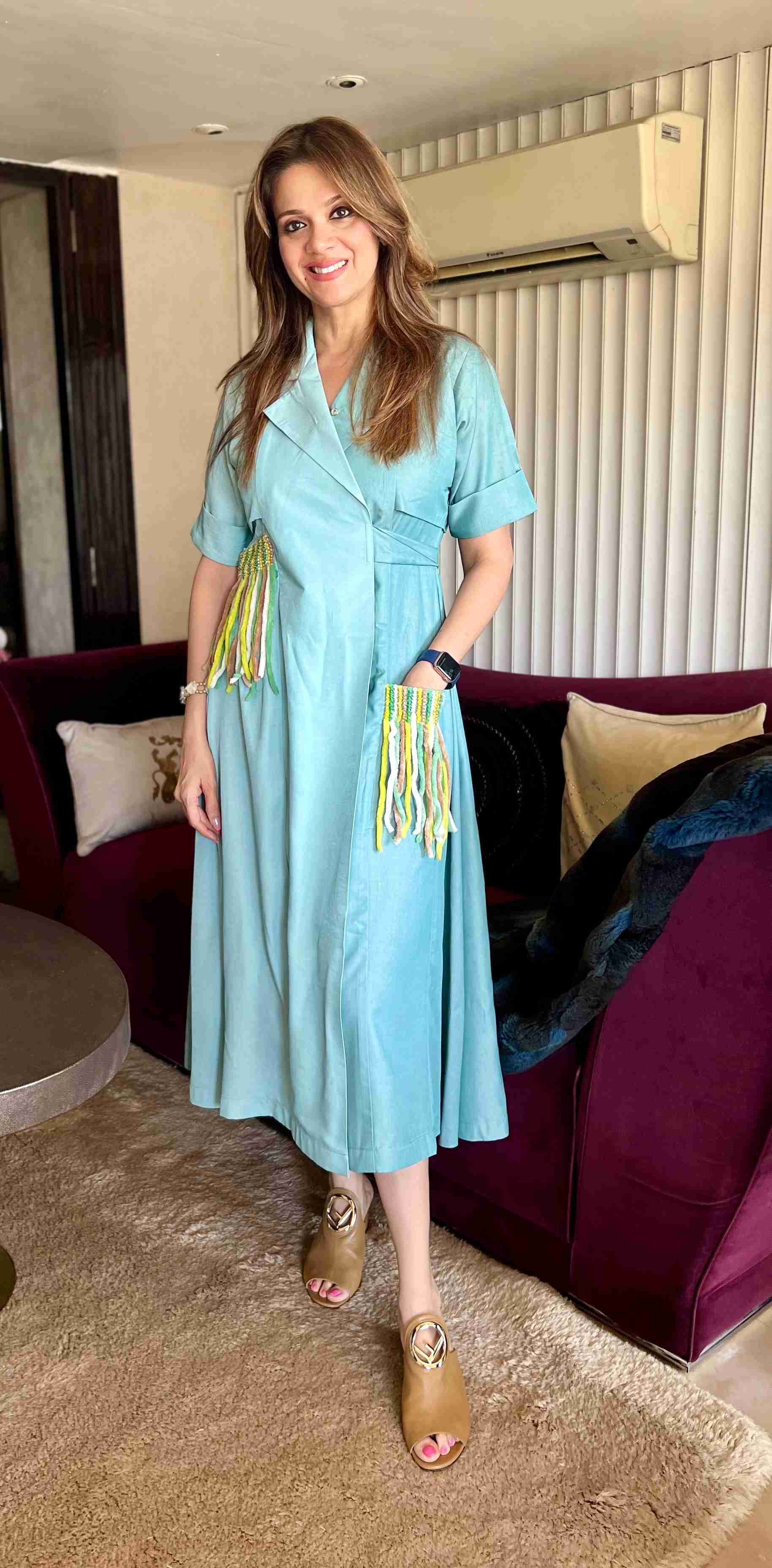 Mint green tassel dress