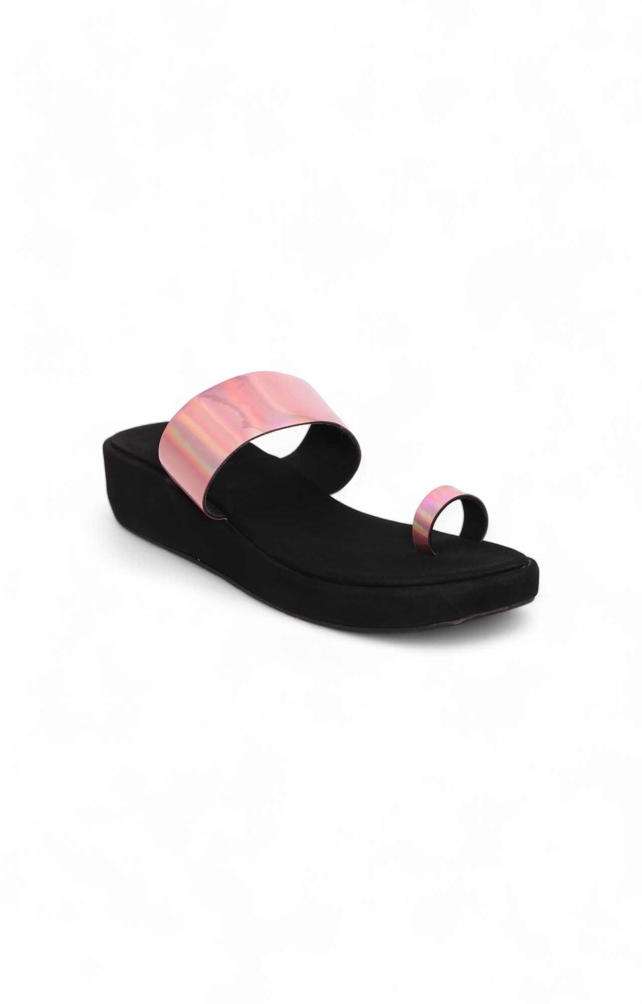 Women Peach Toe-Ring Pattern Wedges