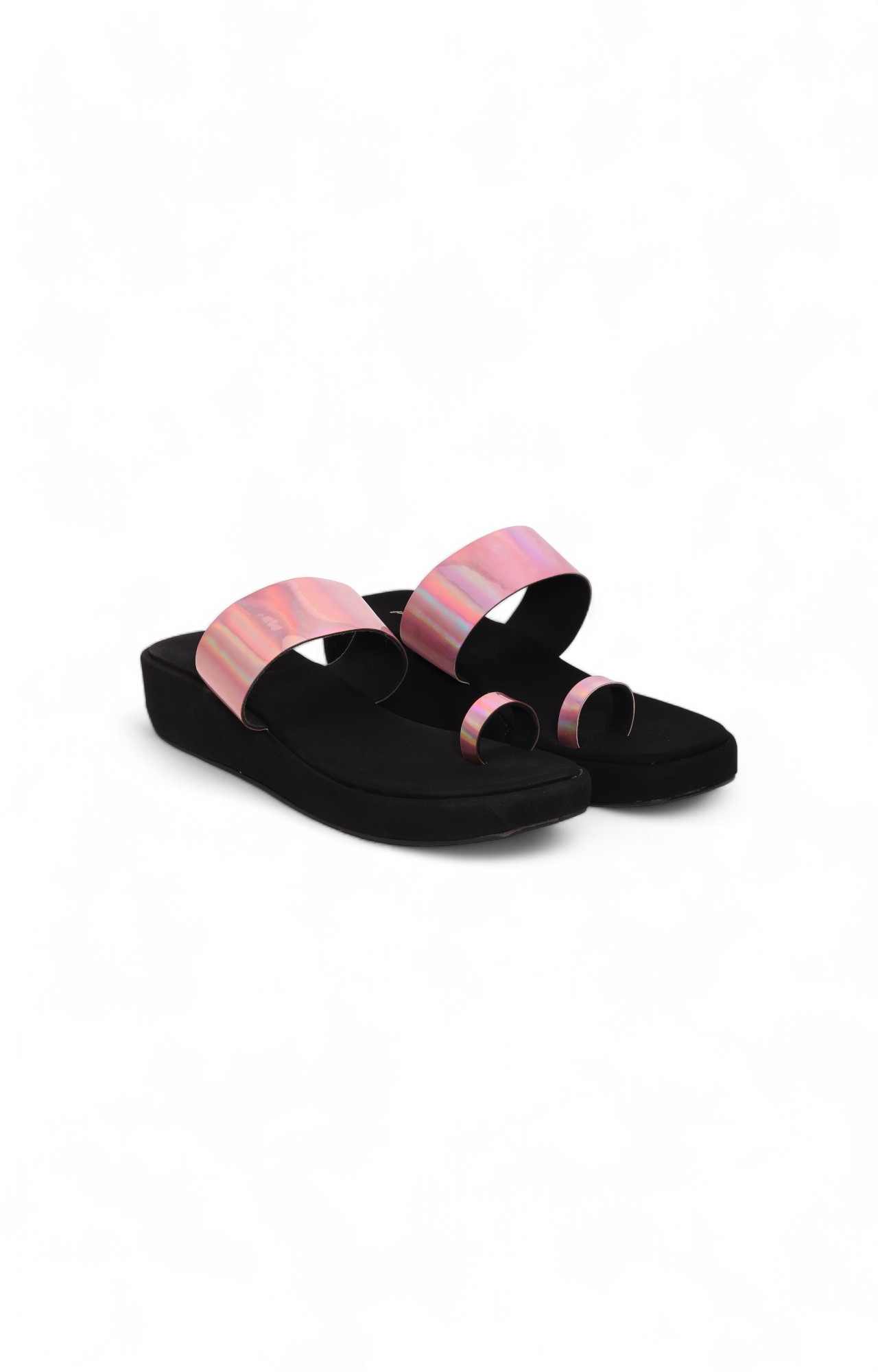 Women Peach Toe-Ring Pattern Wedges