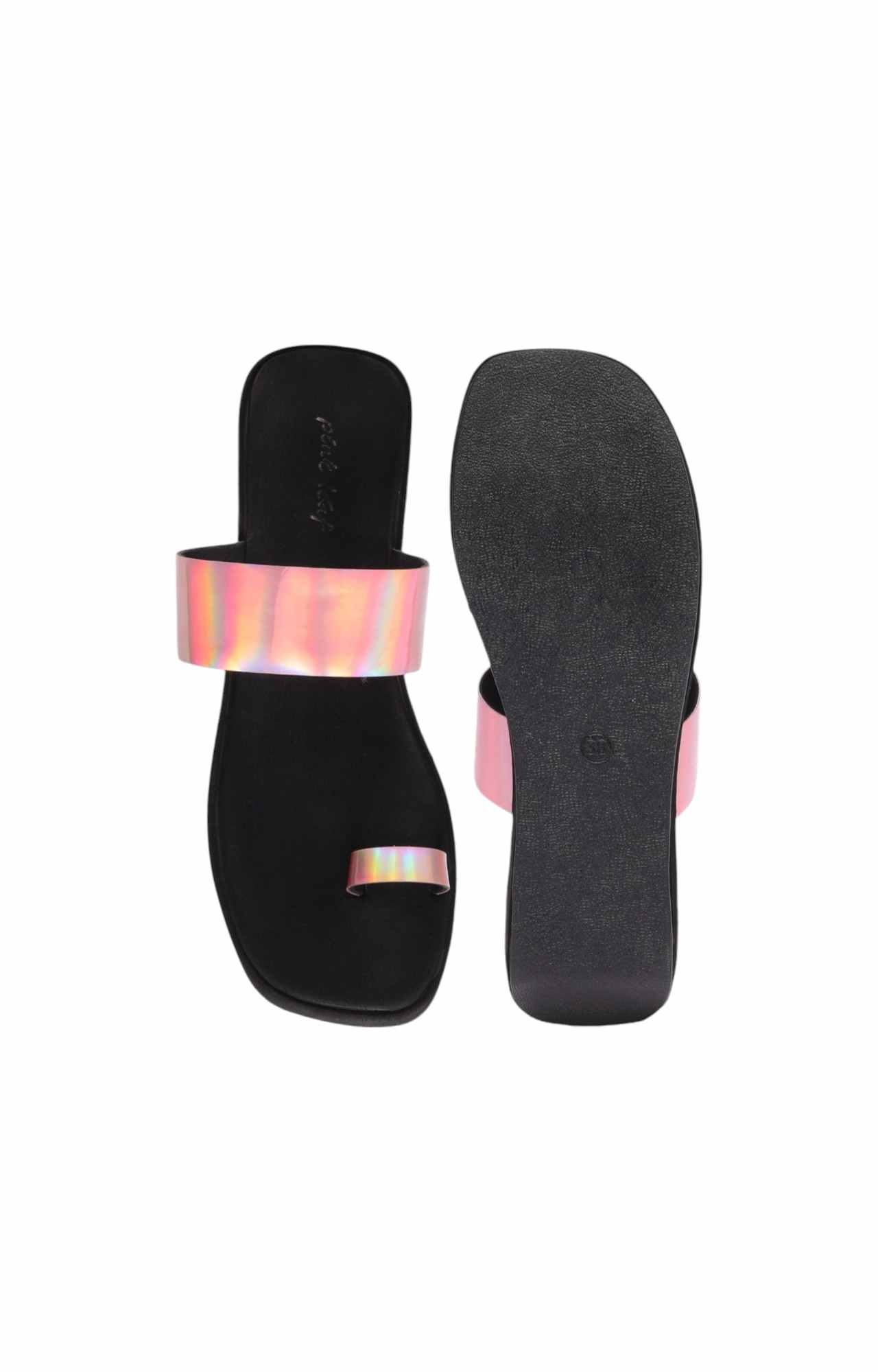 Women Peach Toe-Ring Pattern Wedges
