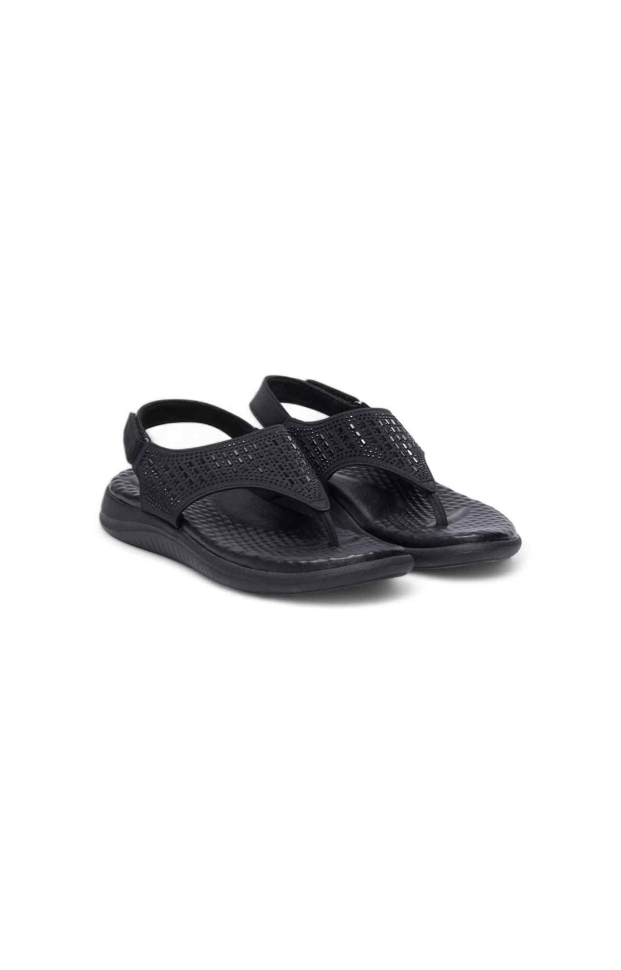Women Black Comfy Velcro Sandals