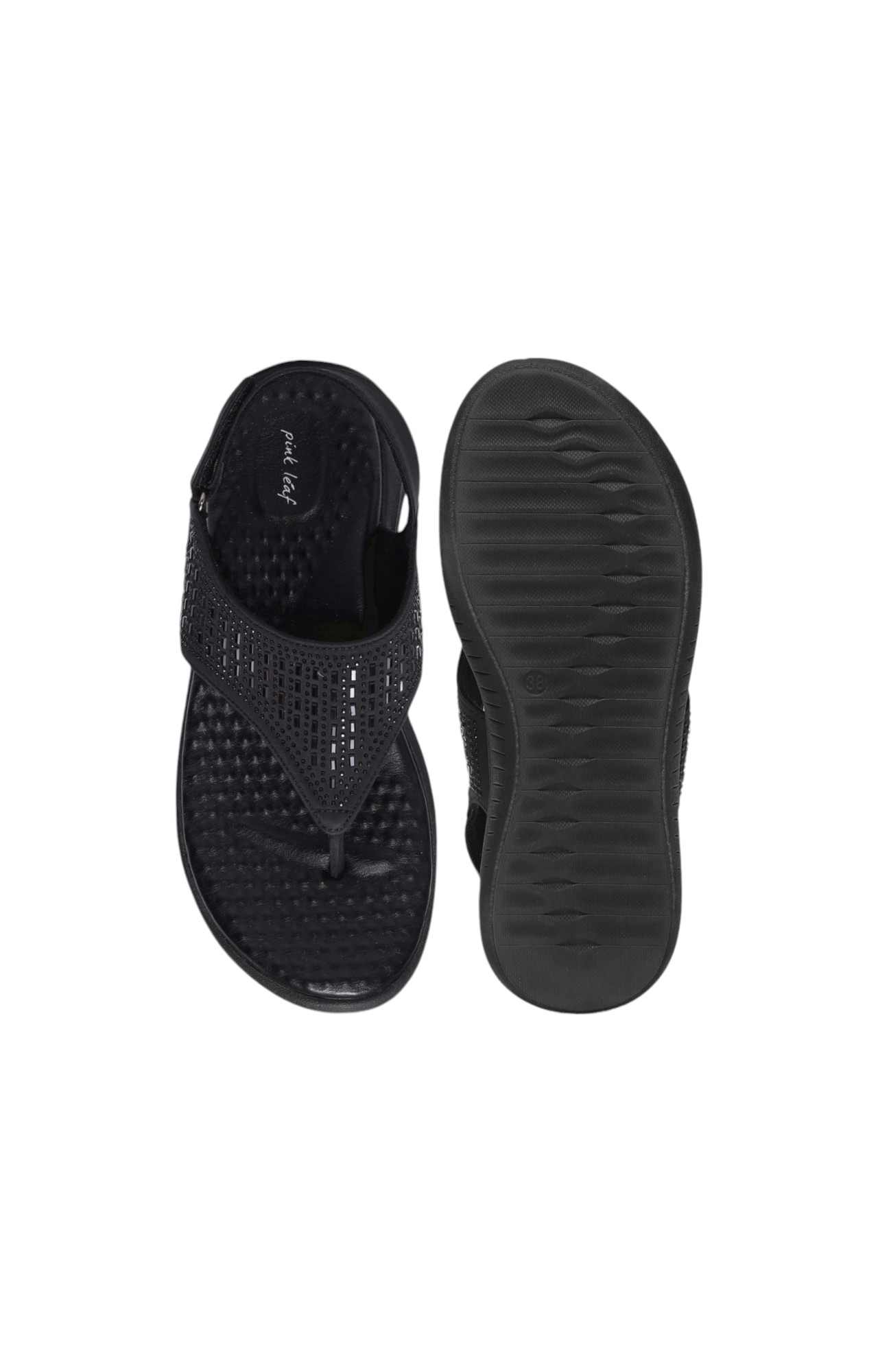 Women Black Comfy Velcro Sandals