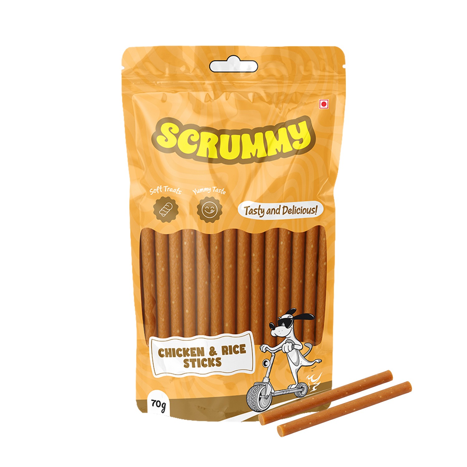 Scrummy Chicken & Rice Sticks Dog Treats 70g