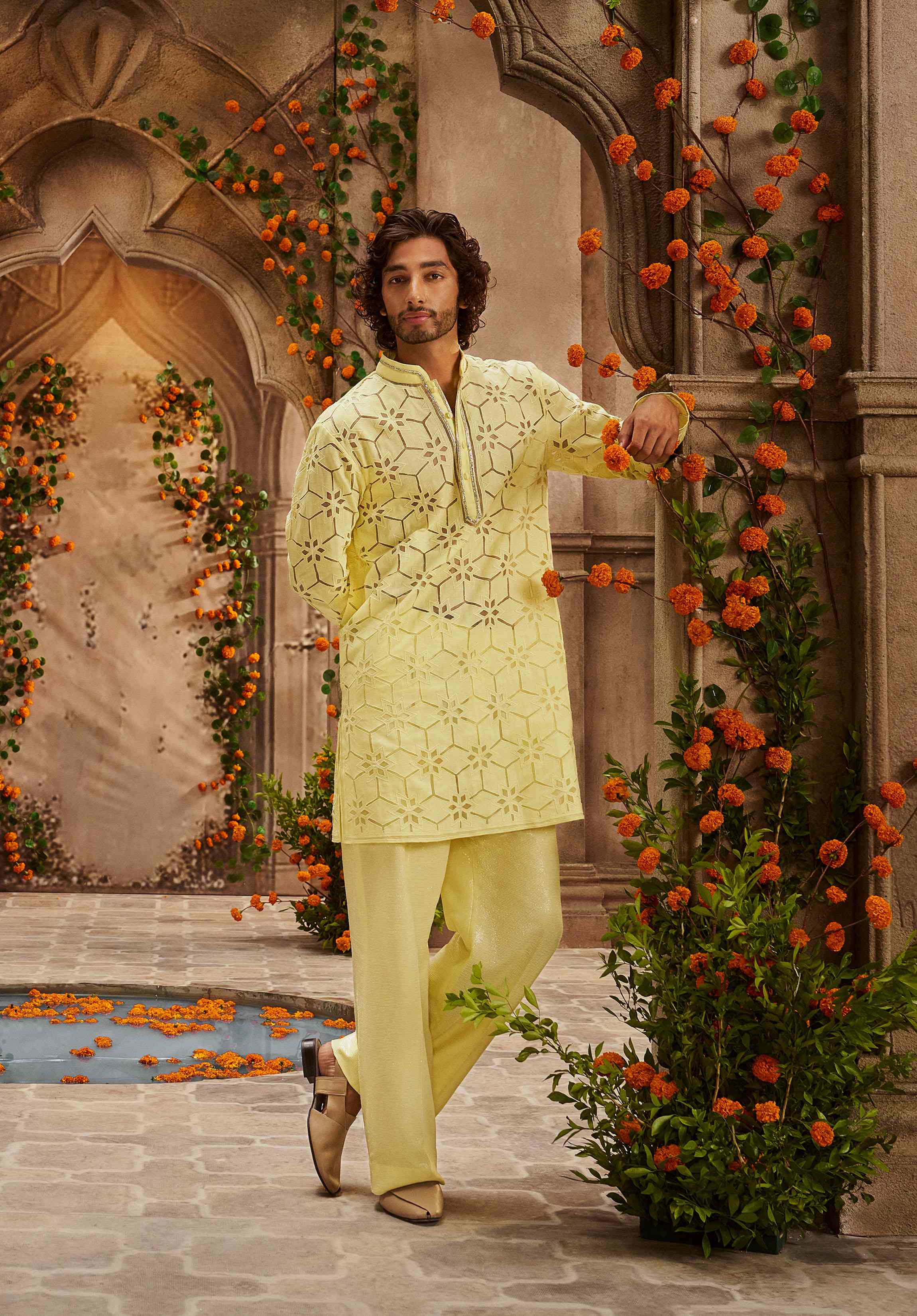 Yellow Khadi Kurta