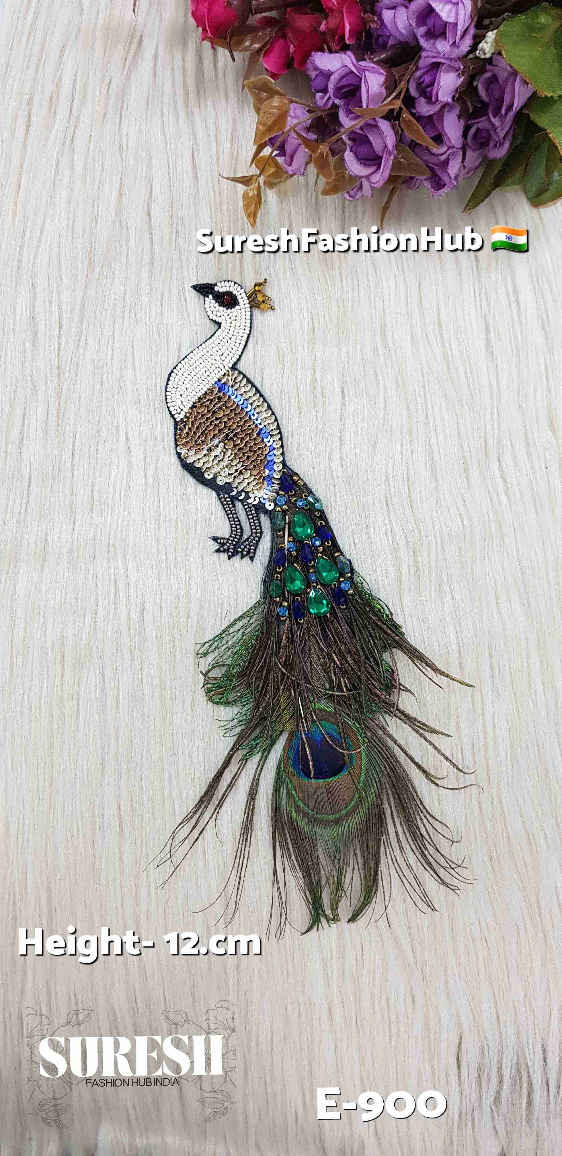Cream Peacock Patch – Left Facing | E-900