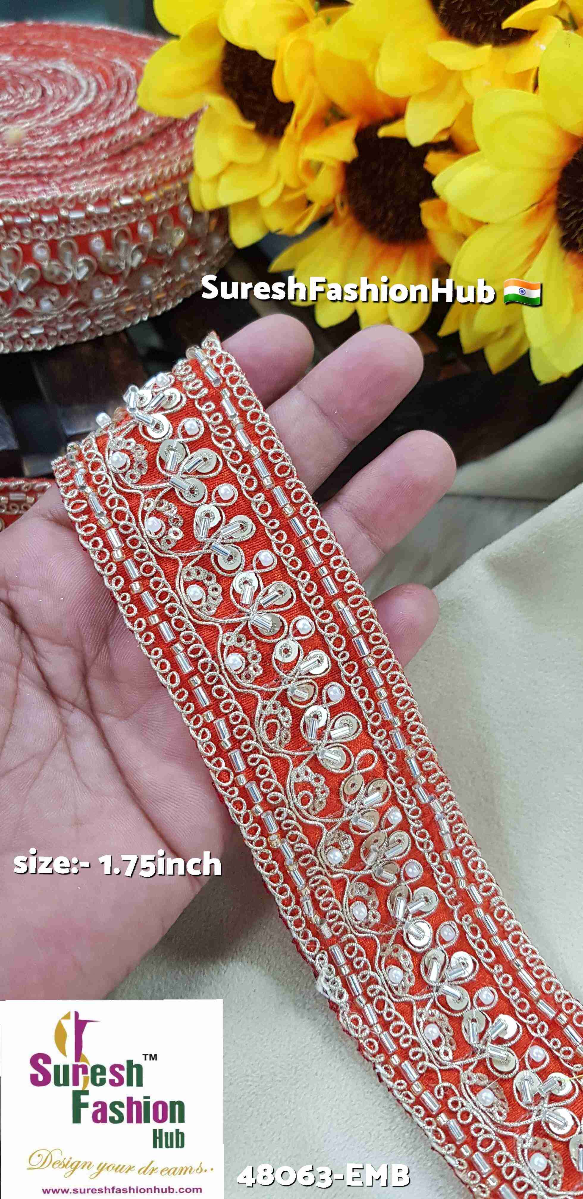 Orange Floral Fabric Lace
