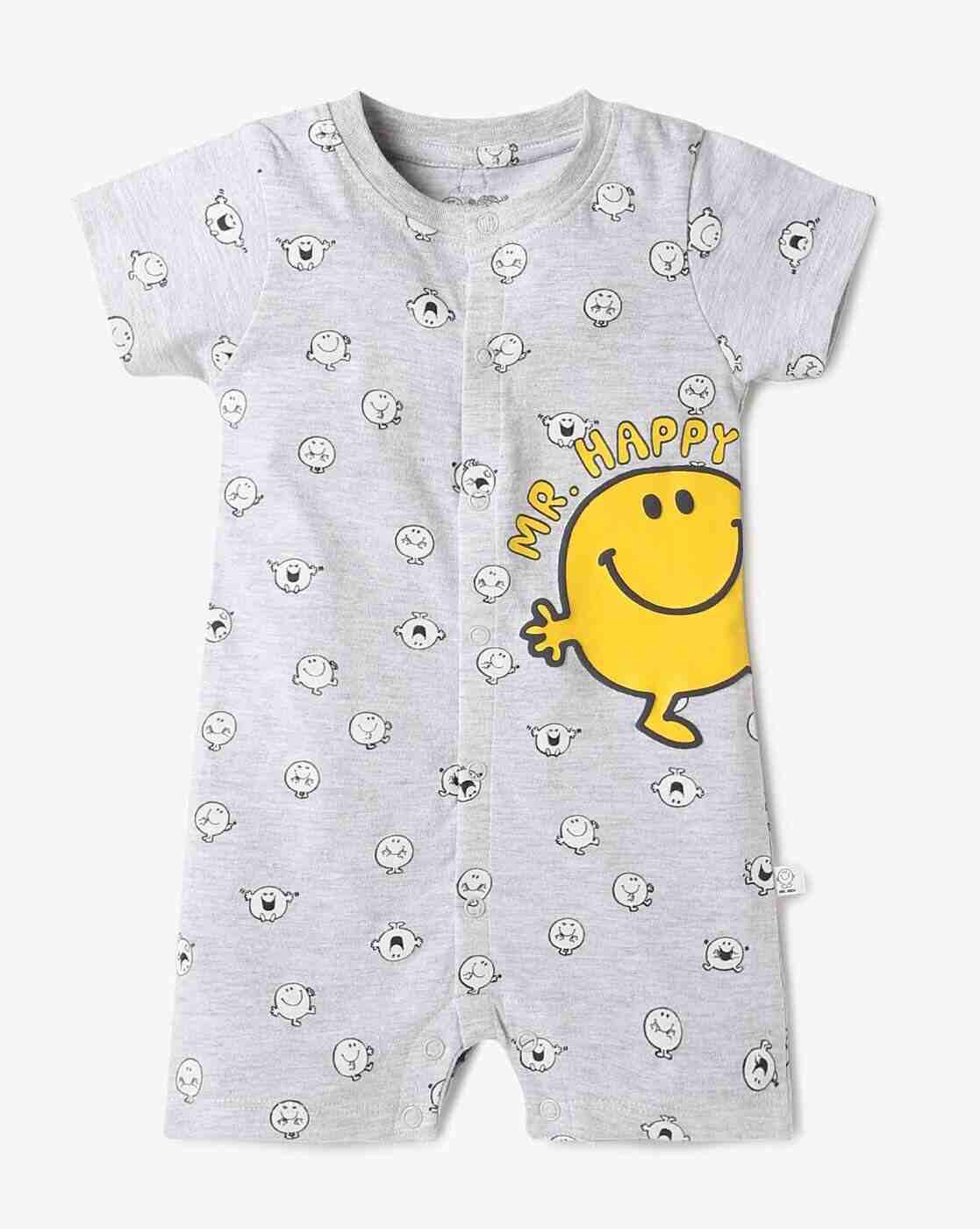 PLAYDAY | Mr. Happy Print Button-Front Romper|0