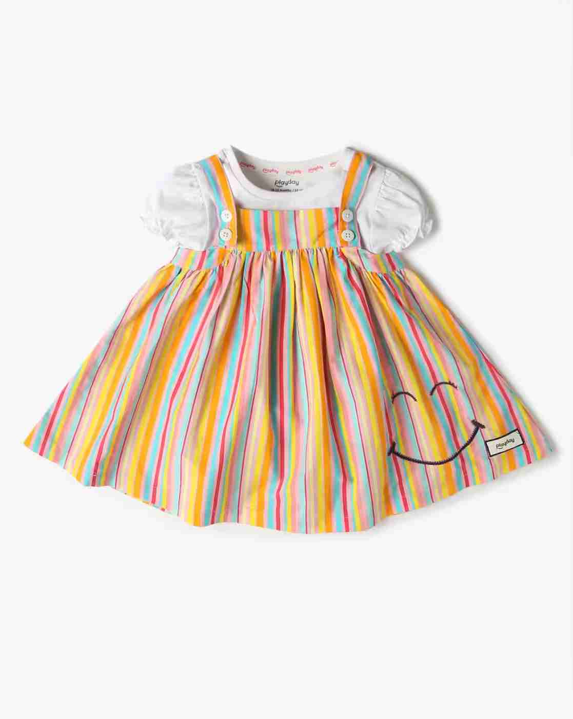 Women Striped Flared Dress with Top