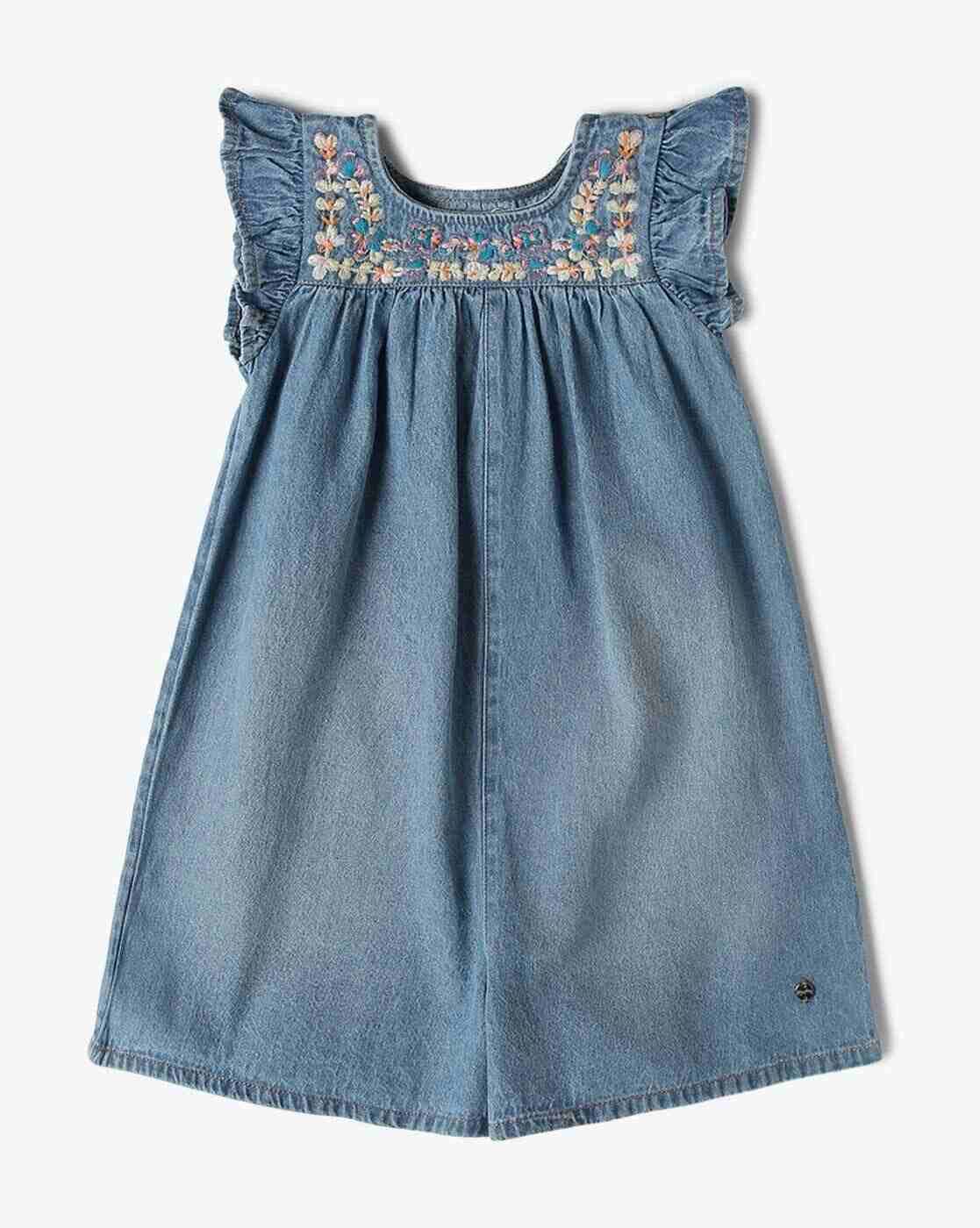 PLAYDAY | Girls Floral Embroidered Regular Fit Playsuits|0