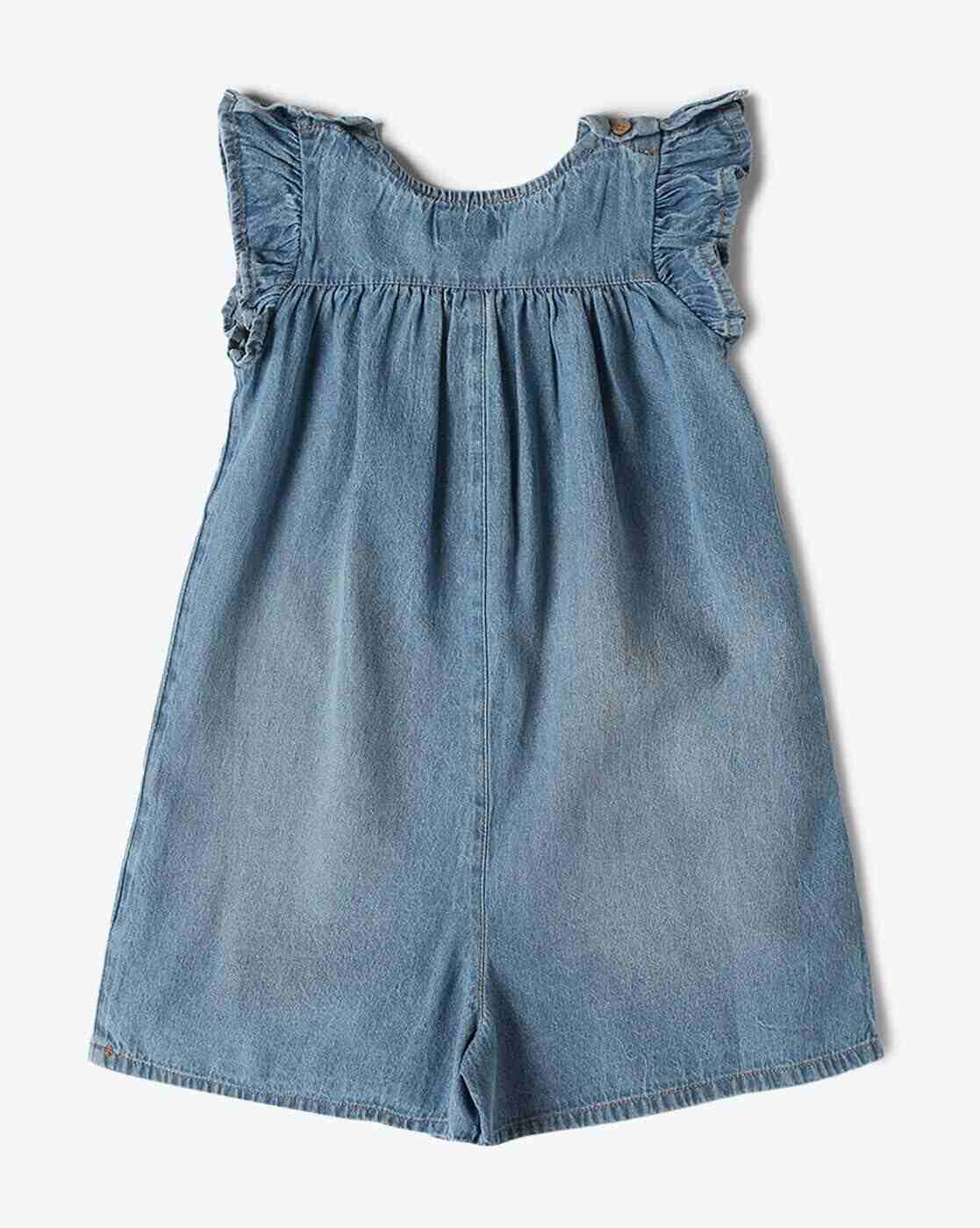 PLAYDAY | Girls Floral Embroidered Regular Fit Playsuits|1