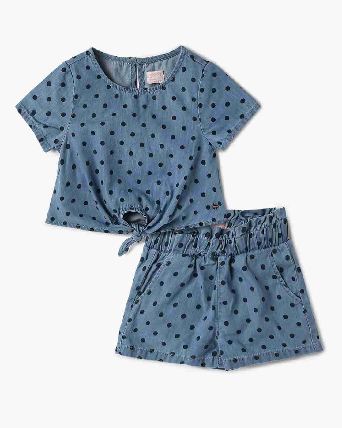 PLAYDAY | Girls Polka-Dot Print Top & Shorts Set|0