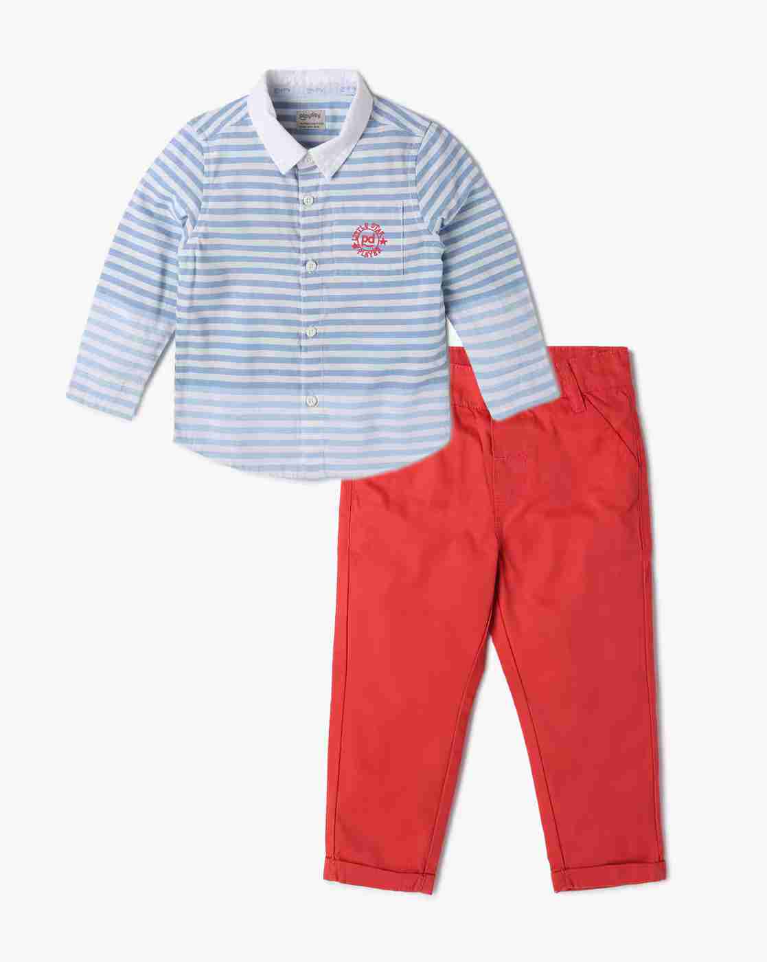 PLAYDAY | Boys Striped Shirt & Pants Set|0