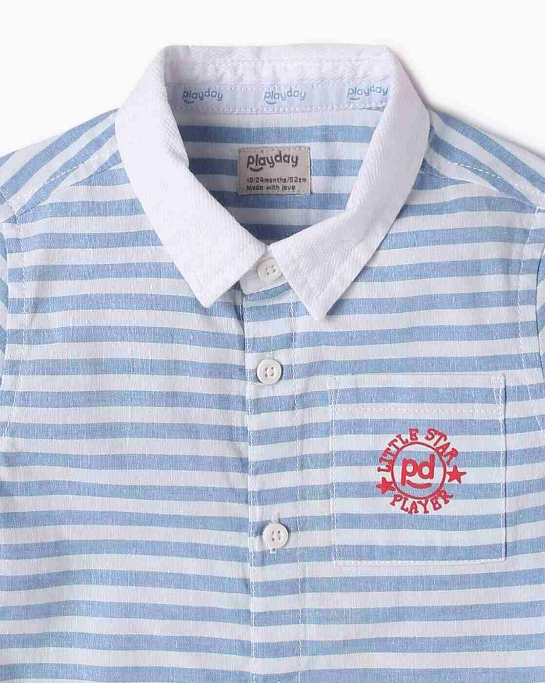 PLAYDAY | Boys Striped Shirt & Pants Set|5