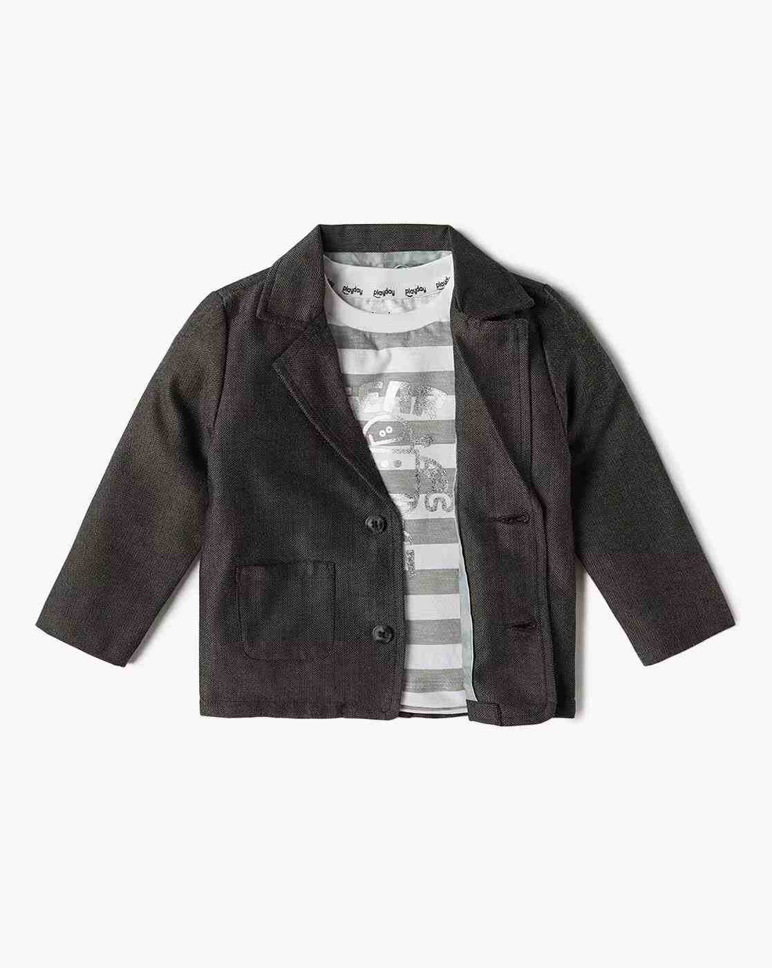 Boys Regular Fit Blazer with T-Shirt