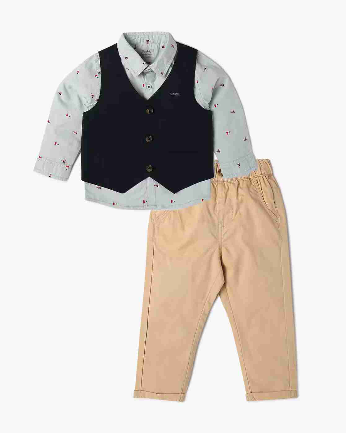 PLAYDAY | Boys Printed Shirt Waistcoat with Pants|0