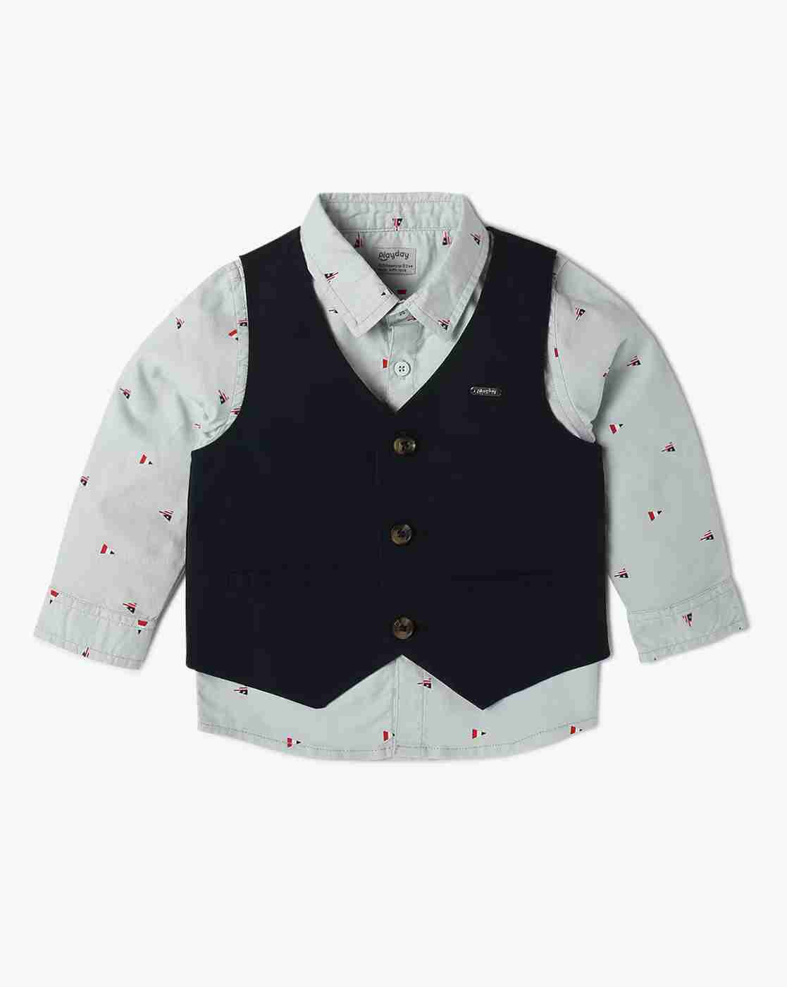 PLAYDAY | Boys Printed Shirt Waistcoat with Pants|1