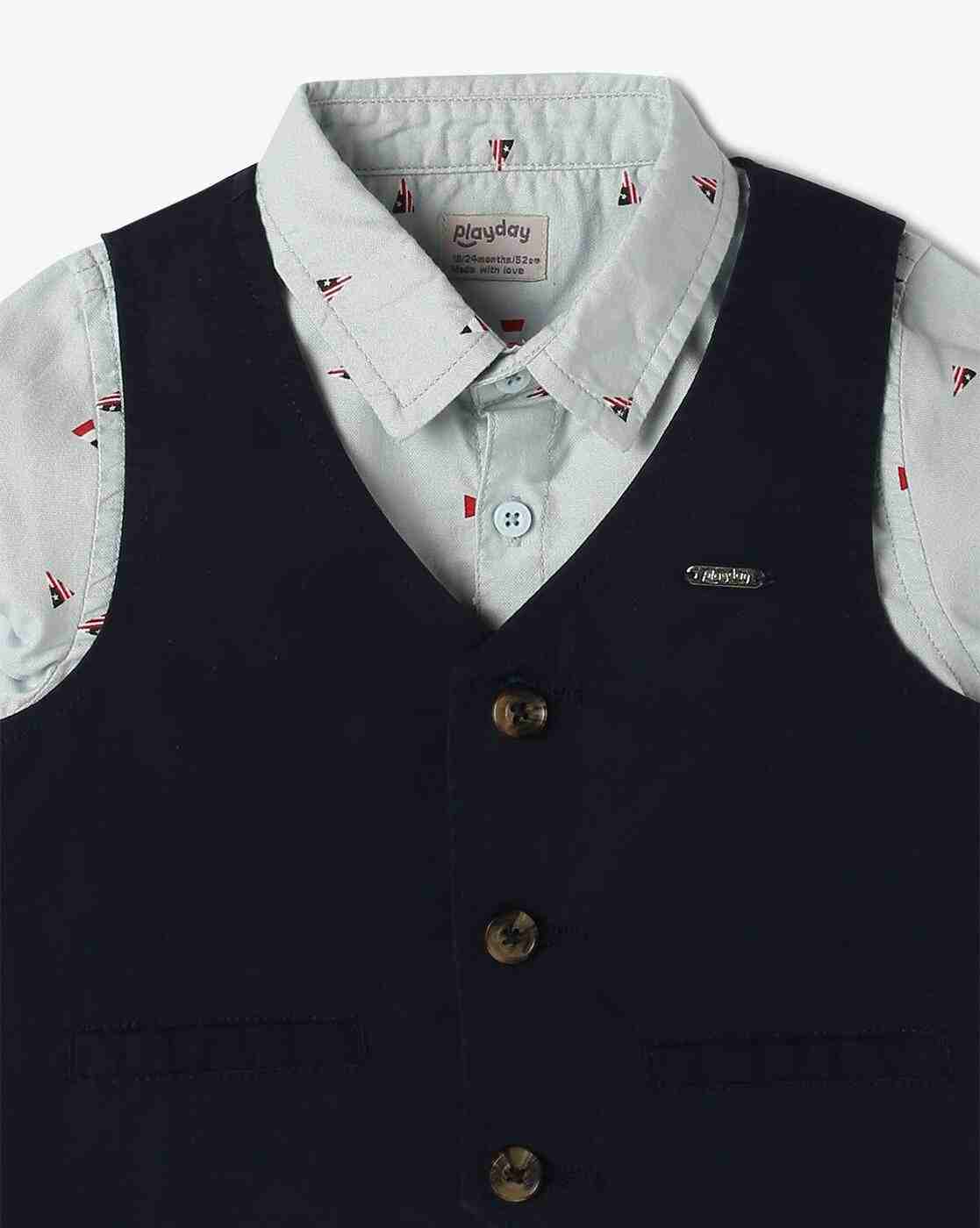 PLAYDAY | Boys Printed Shirt Waistcoat with Pants|6