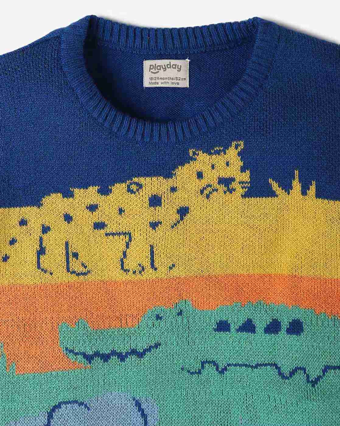 PLAYDAY | Boys Striped Round-Neck Sweater|2