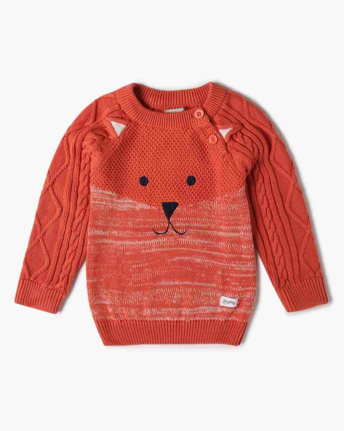 PLAYDAY | Fox Artwork Cable-Knit Sweater|0