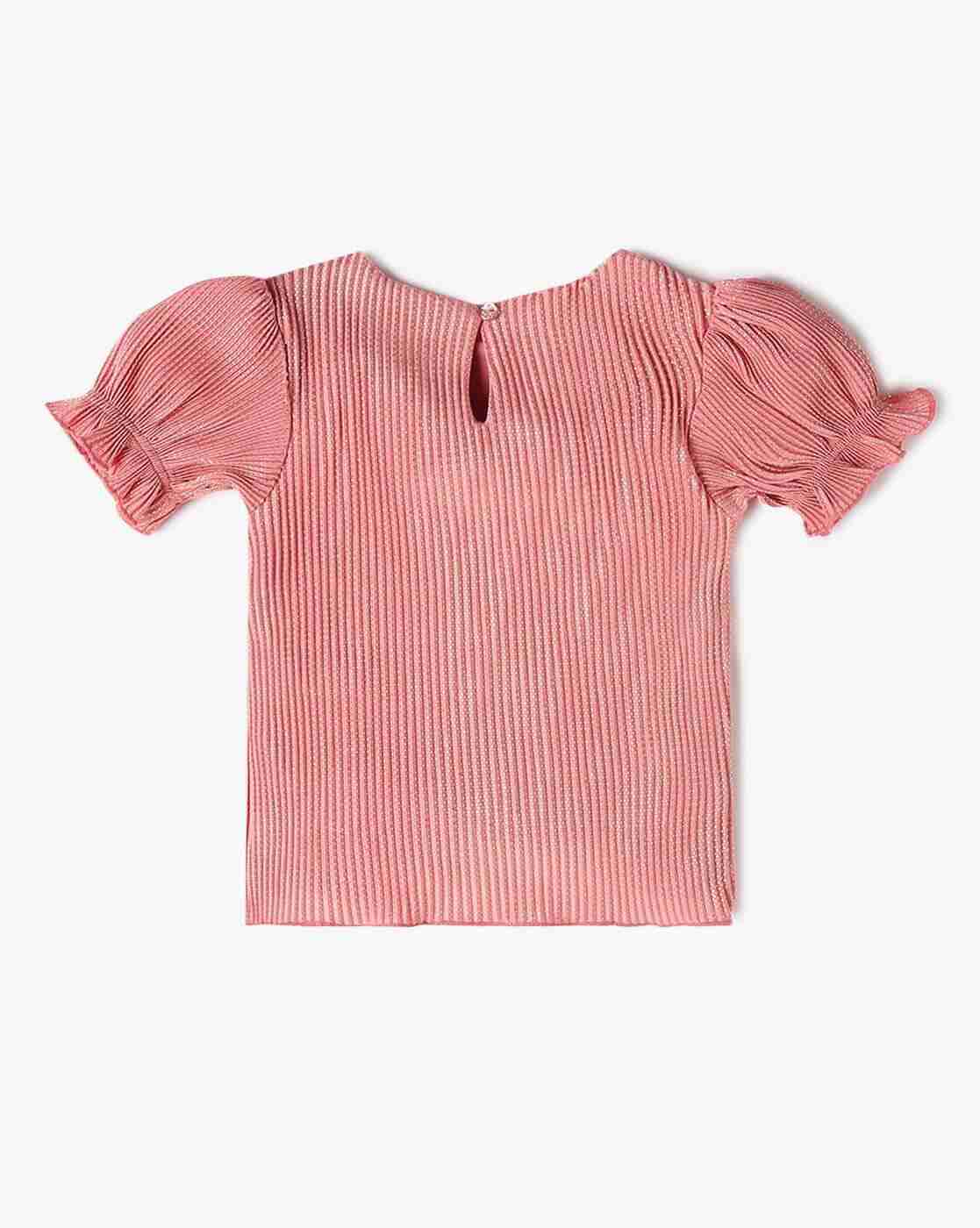 PLAYDAY | Girls Foil Print Round-Neck Top & Pants Set|2