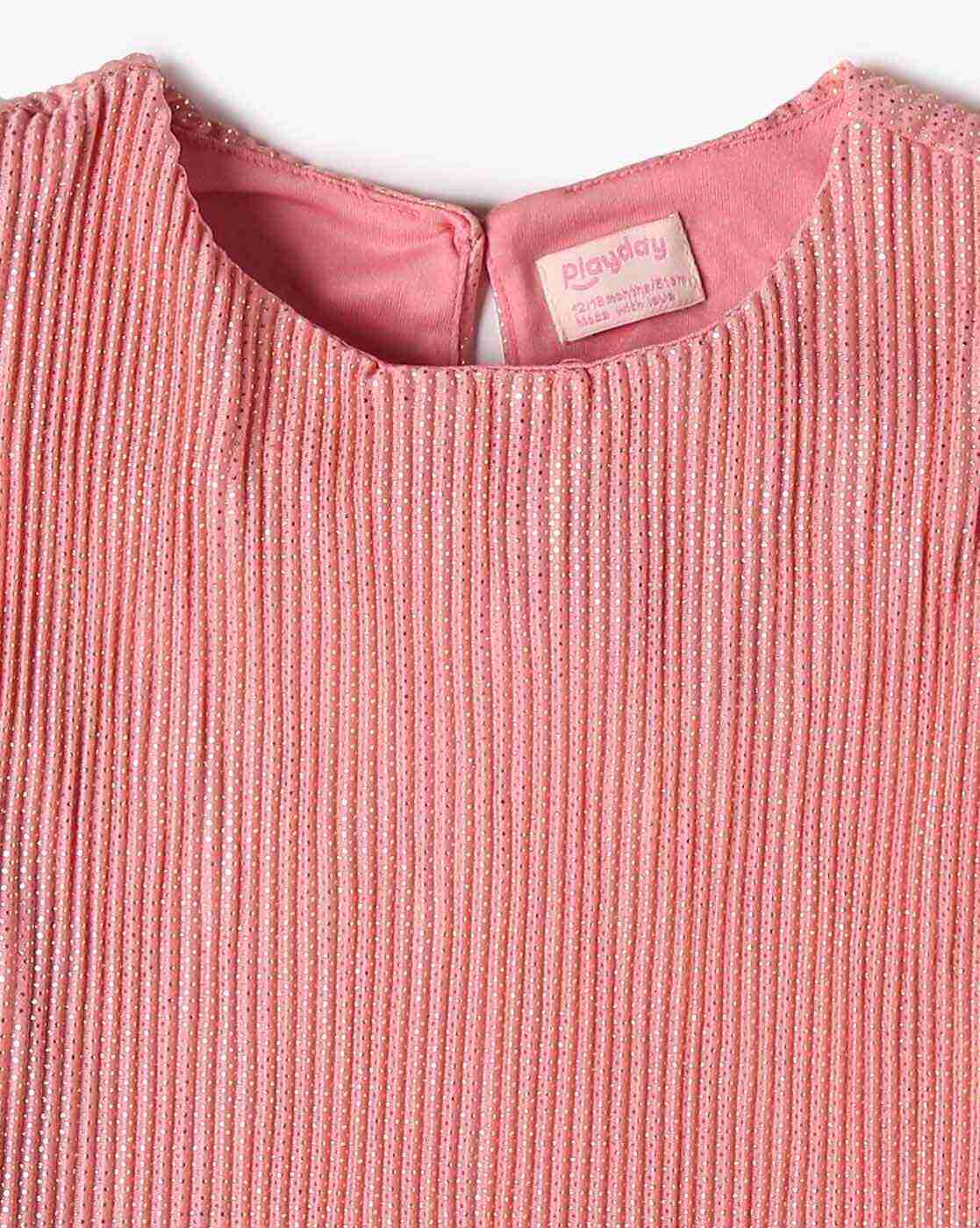 PLAYDAY | Girls Foil Print Round-Neck Top & Pants Set|5