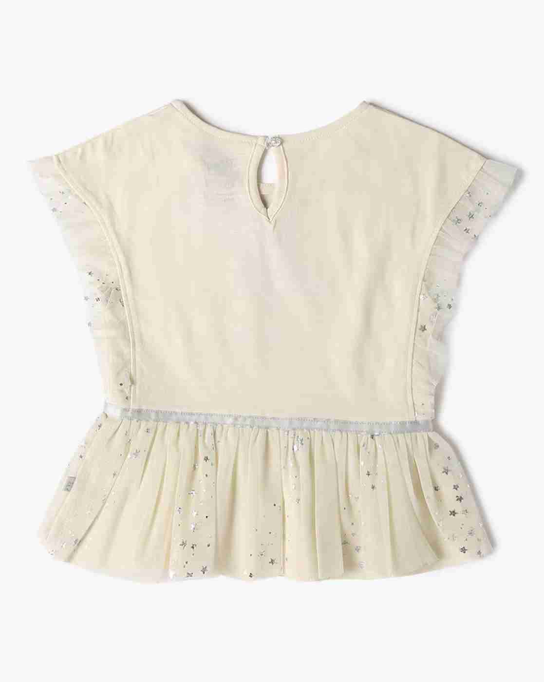 PLAYDAY | Girls Printed Tulle Regular Fit T-Shirt|1