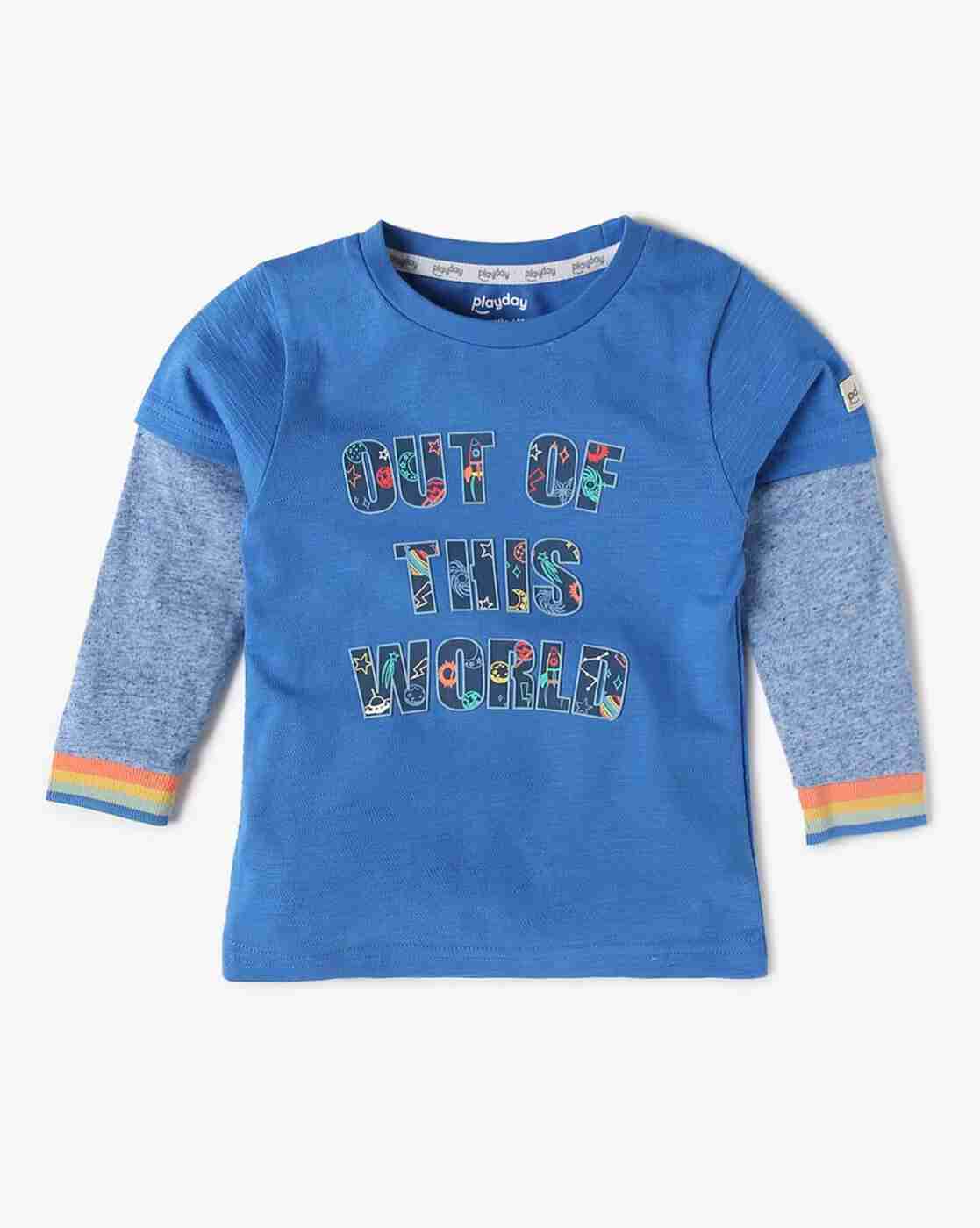 PLAYDAY | Boys Typographic Print Regular Fit Crew-Neck T-Shirt|0