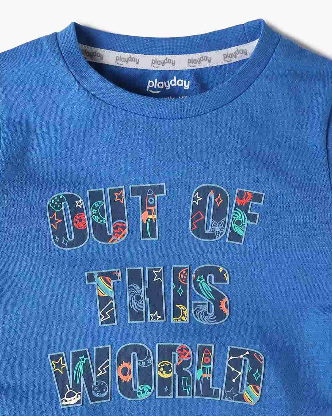 PLAYDAY | Boys Typographic Print Regular Fit Crew-Neck T-Shirt|2