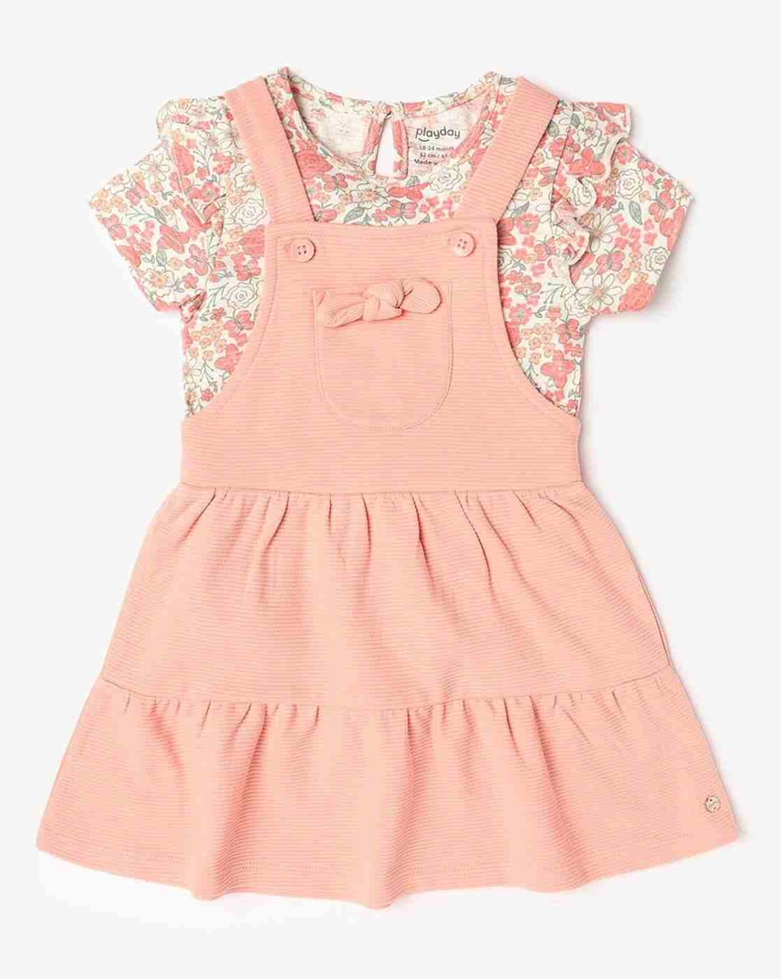 PLAYDAY | Girls Floral Print Top with Dungaree Set|1