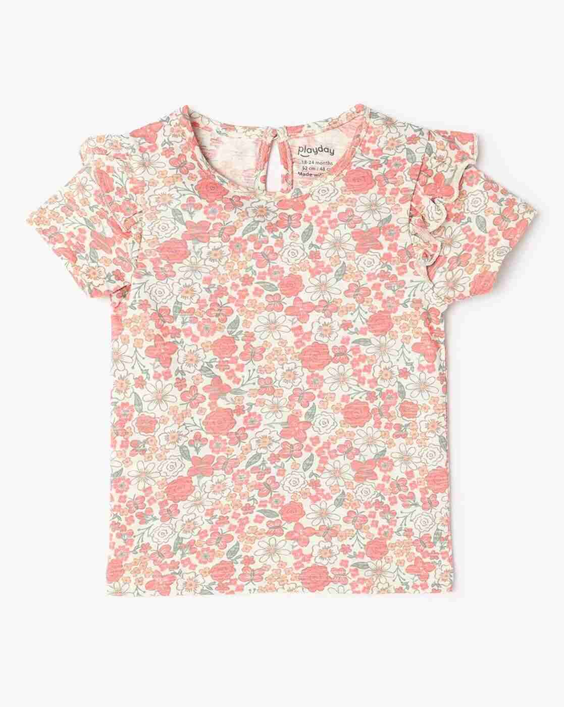PLAYDAY | Girls Floral Print Top with Dungaree Set|2
