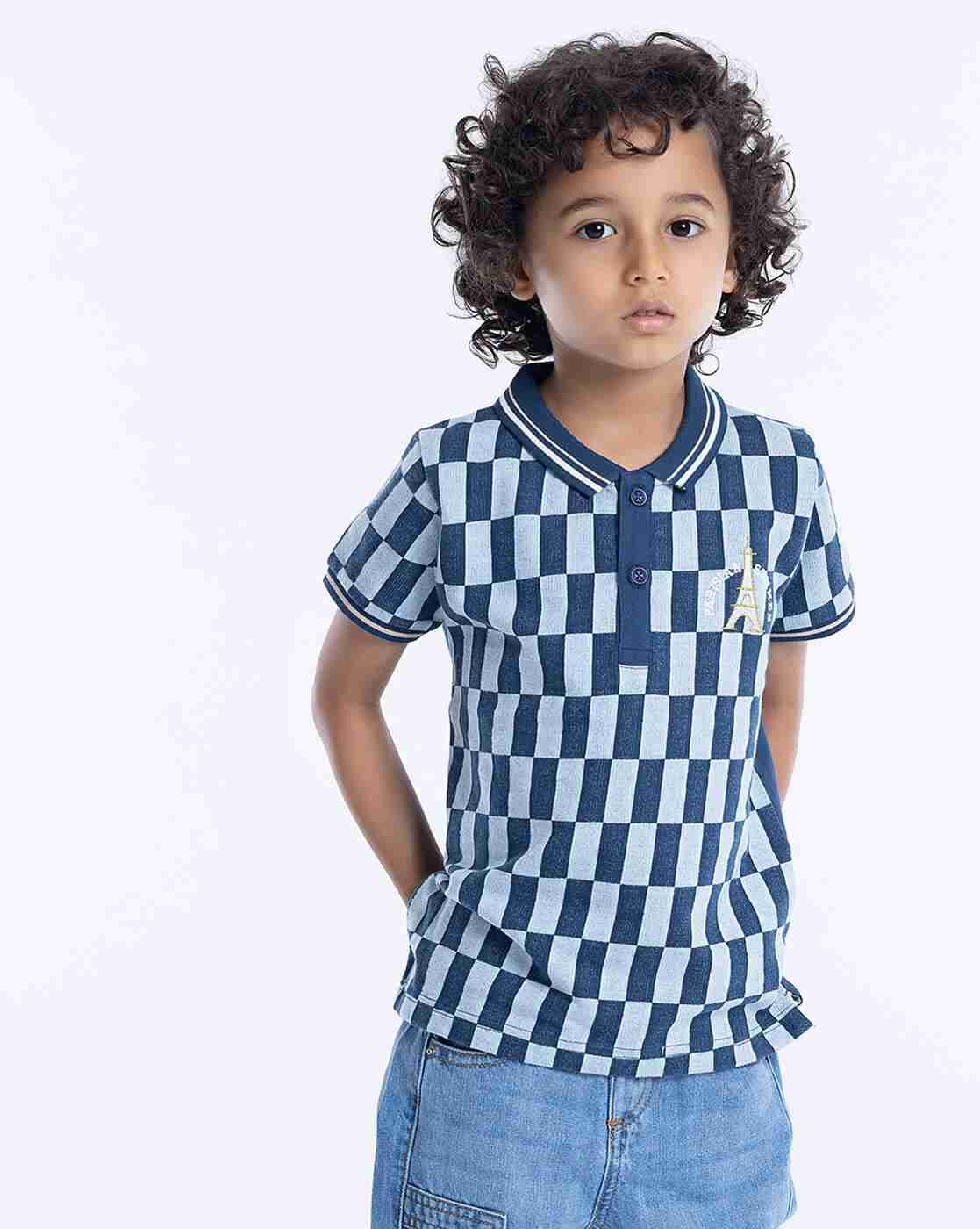 PLAYDAY | Boys Geometric Print Relaxed Fit Polo T-Shirt