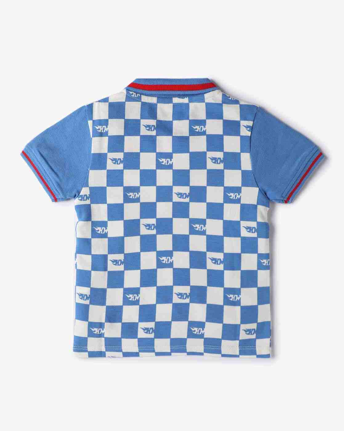 PLAYDAY | Boys Checked Relaxed Fit Polo T-Shirt|1