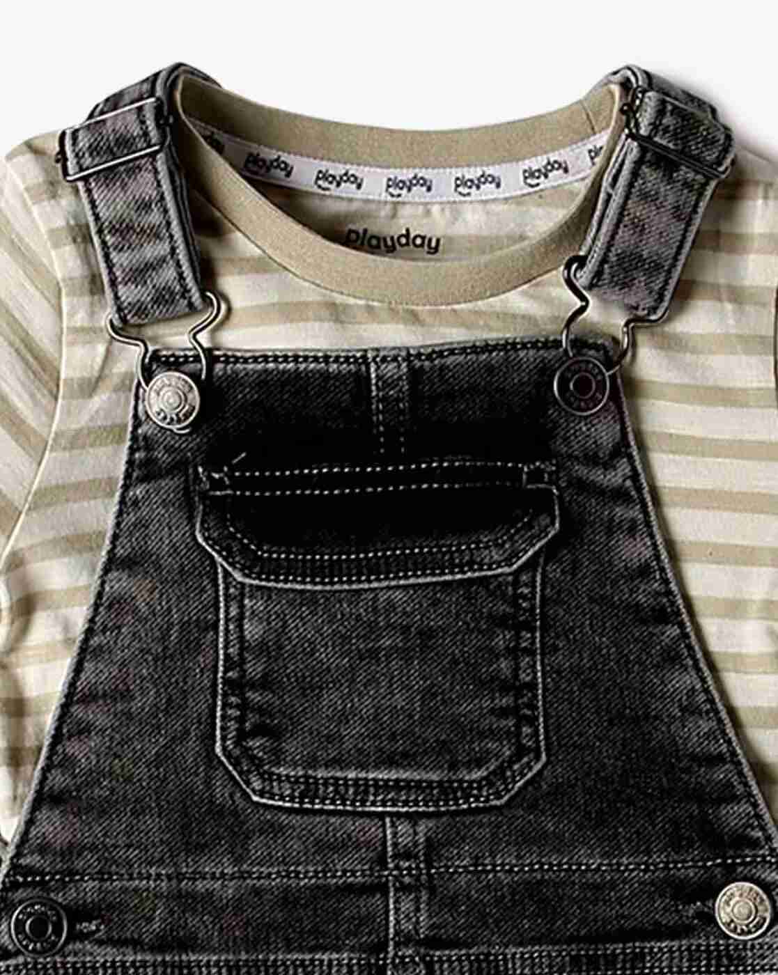 PLAYDAY | Boys Washed Dungarees with T-Shirt|5
