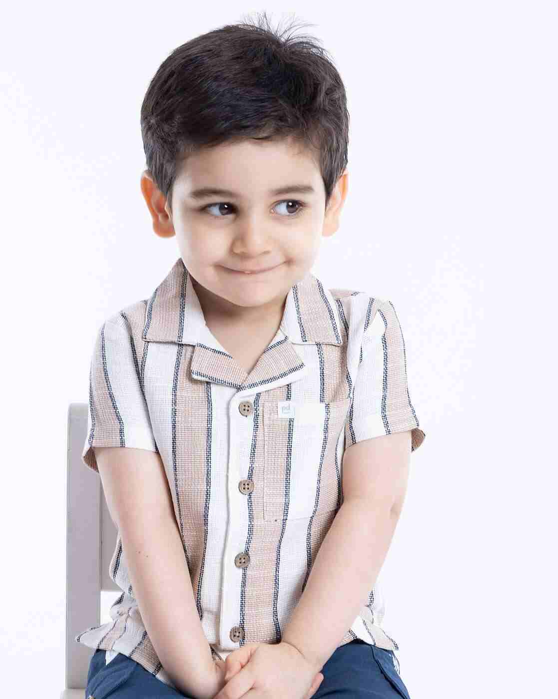 PLAYDAY | Boys Striped Relaxed Fit Shirt with Patch Pocket|1